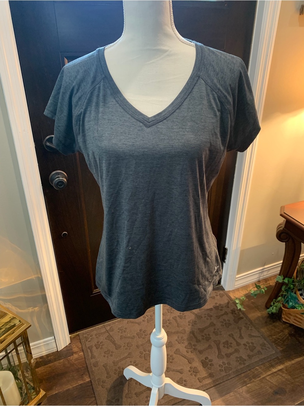 Athletech Women's Short Sleeve V-Neck Tee in Charcoal Gray
